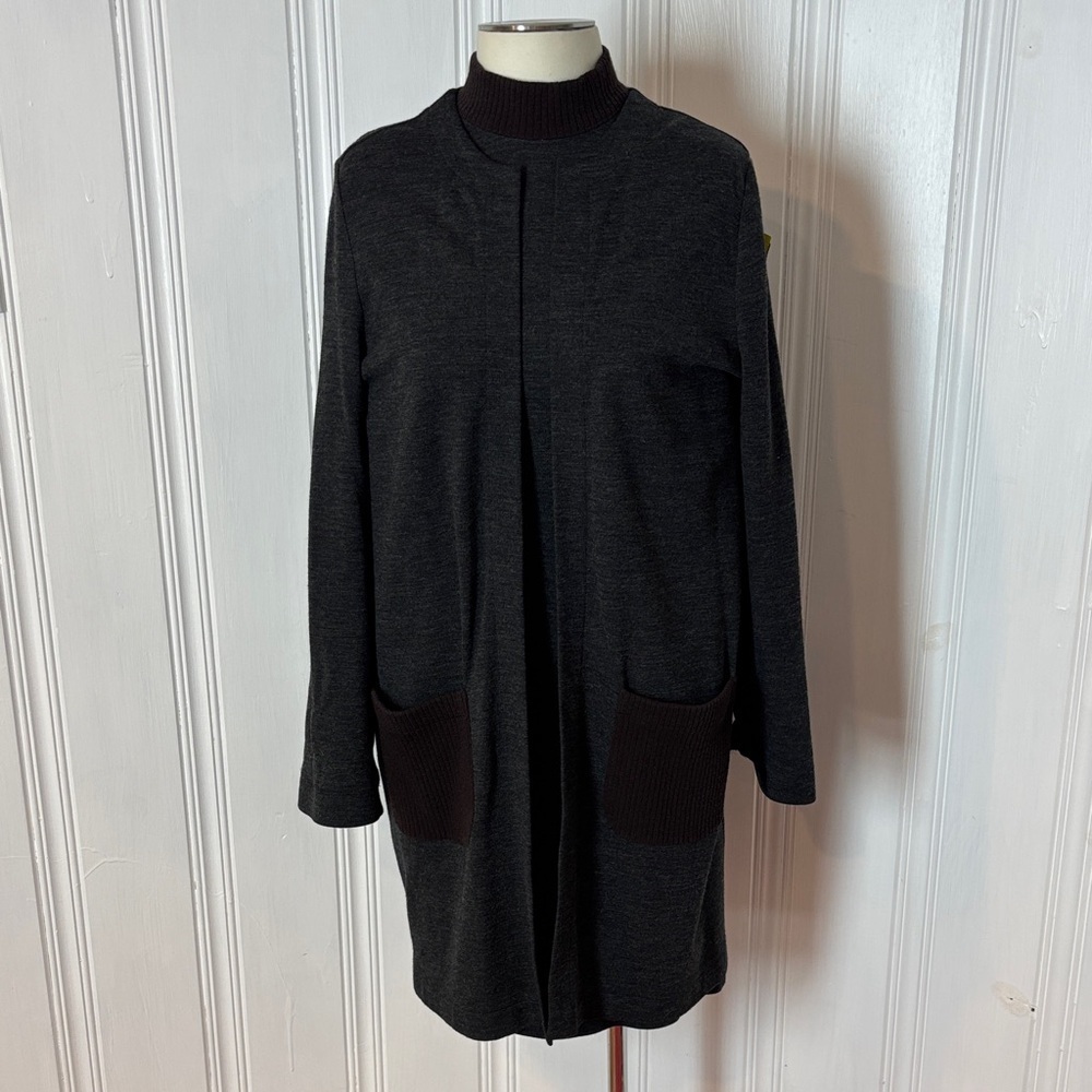 PAULE KA Charcoal Dress & Cardigan Set Wool Blend Made in France, Size Small